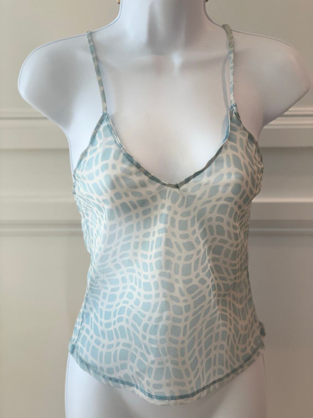 Express Sheer White & Light Blue Camisole – Size M